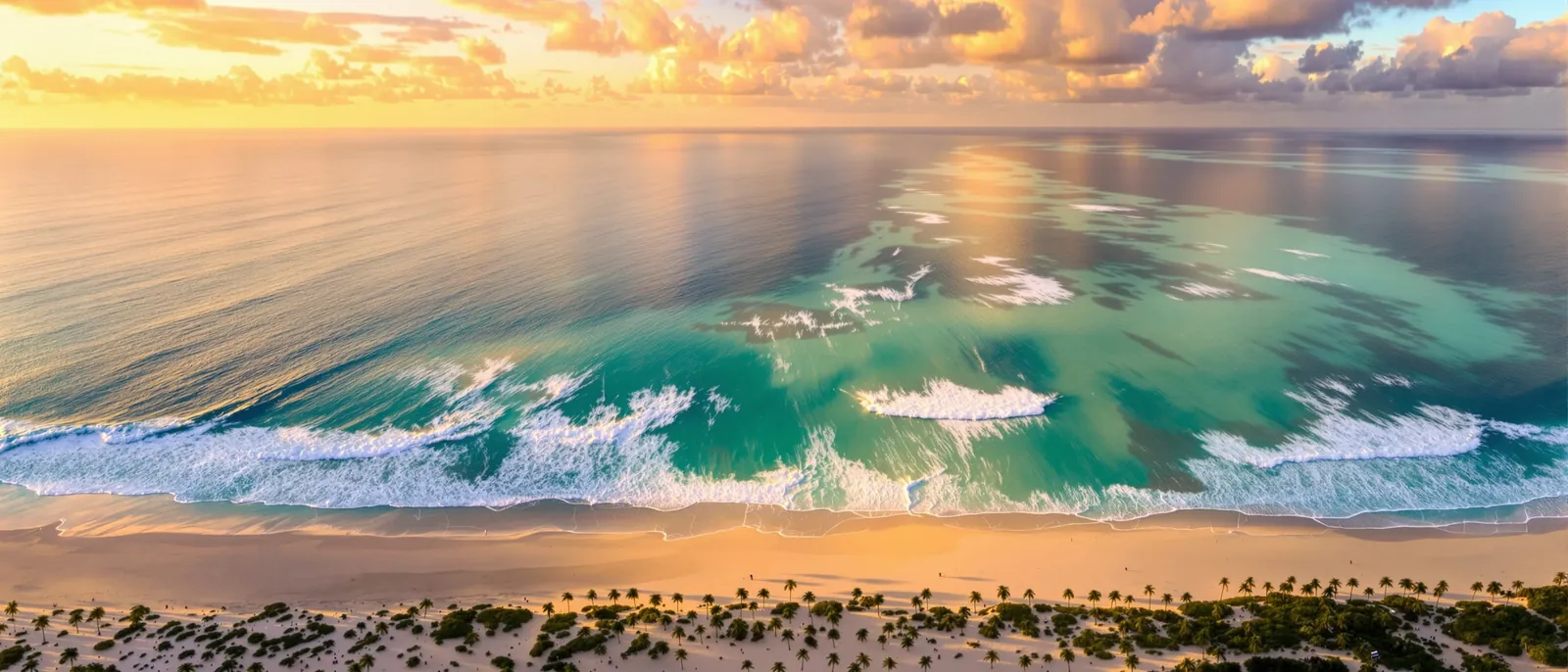 Aerial view of the South Florida Atlantic coastline with turquoise waters
